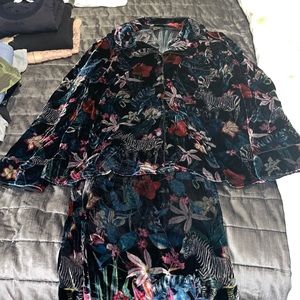 Banana Republic Velvet Floral and Zebra PJ Set